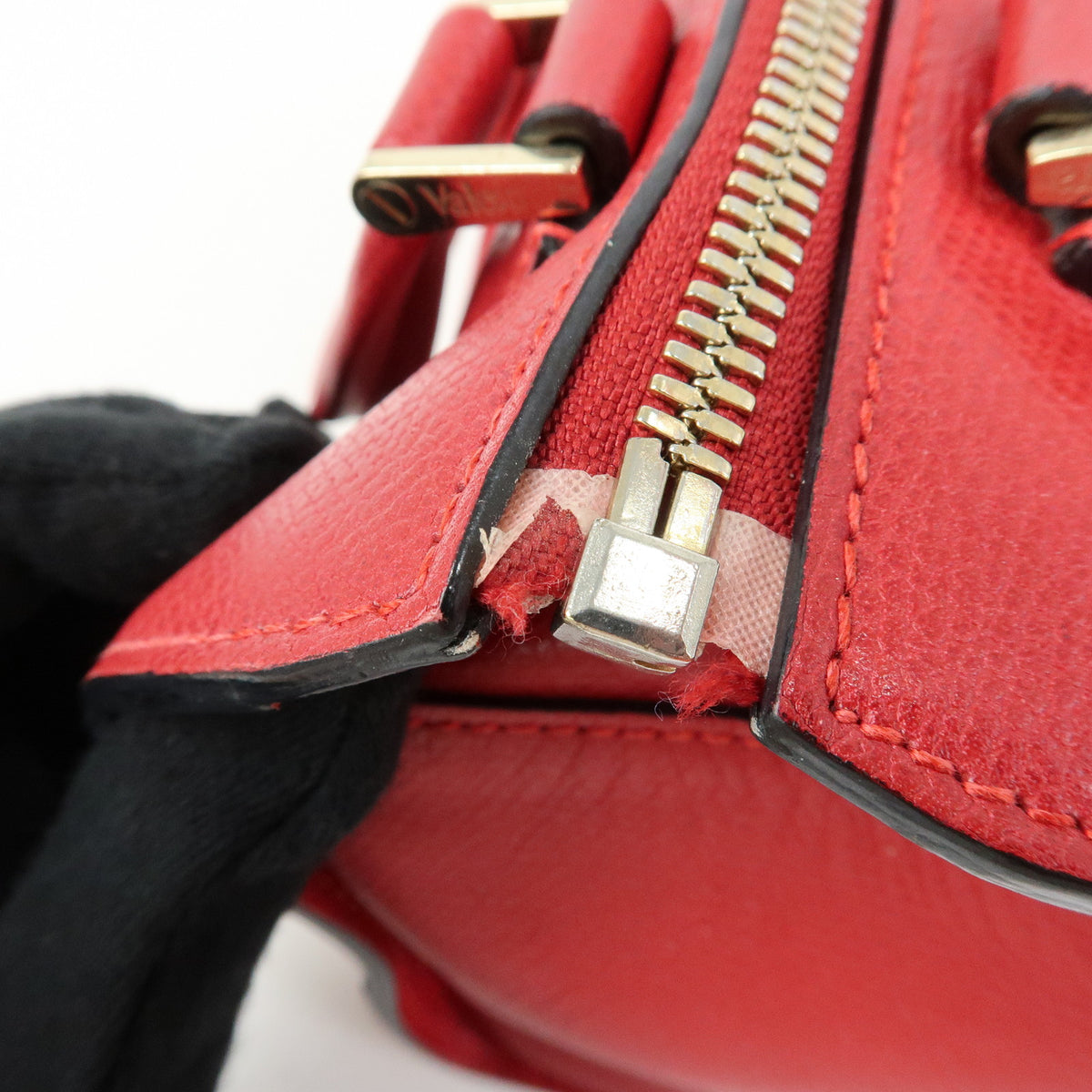 Valextra Babila Leahter Mini Boston Bag Hand Bag Red