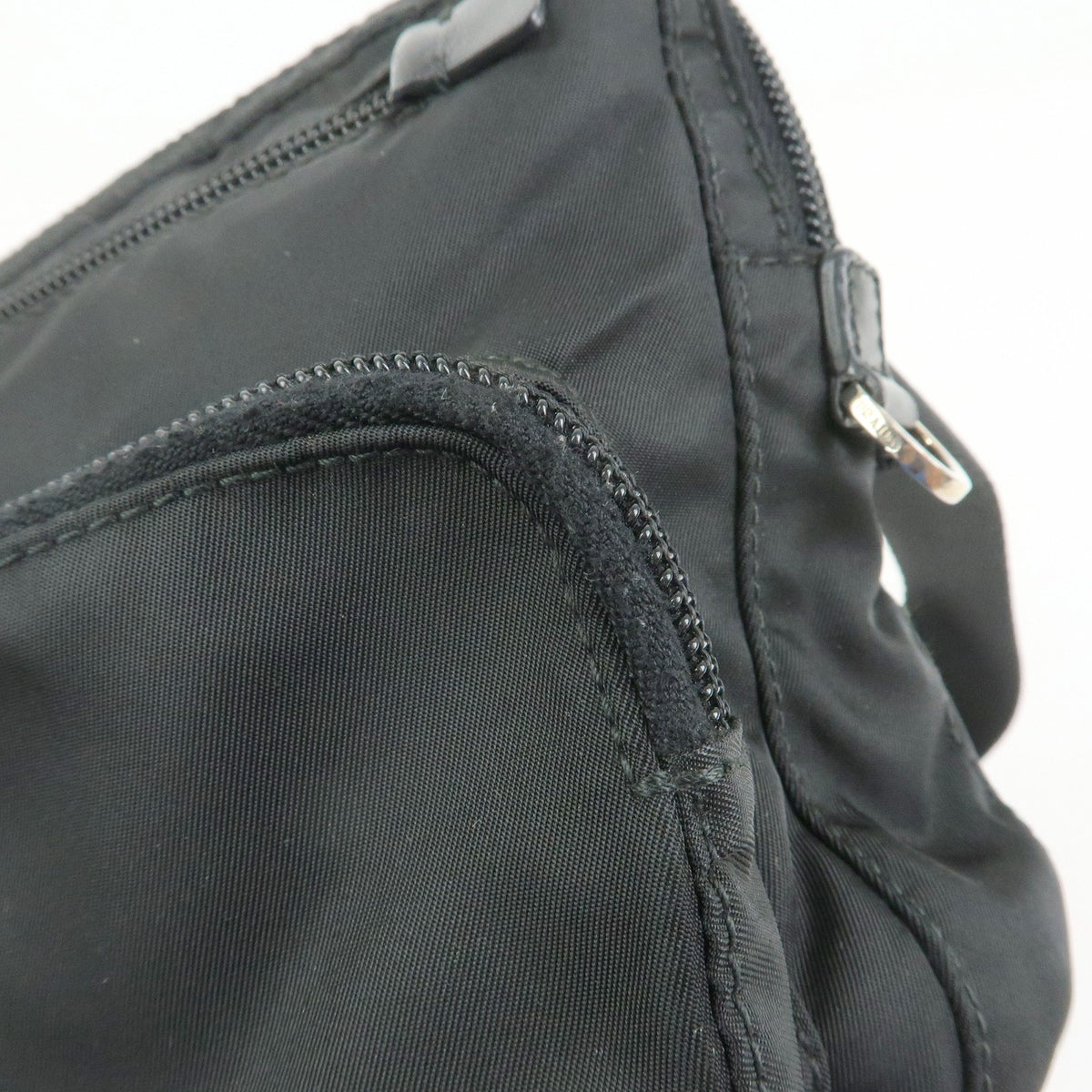 PRADA Triangle Logo Nylon Leather Waist Bag Body Bag Black BM0008