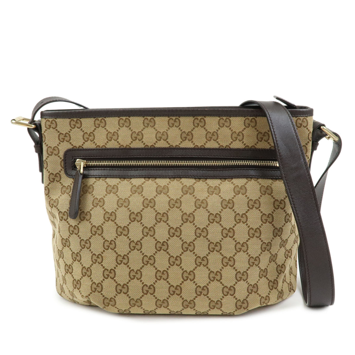 GUCCI Canvas Leather Shoulder Bag Crossbody Bag Beige Brown 388930