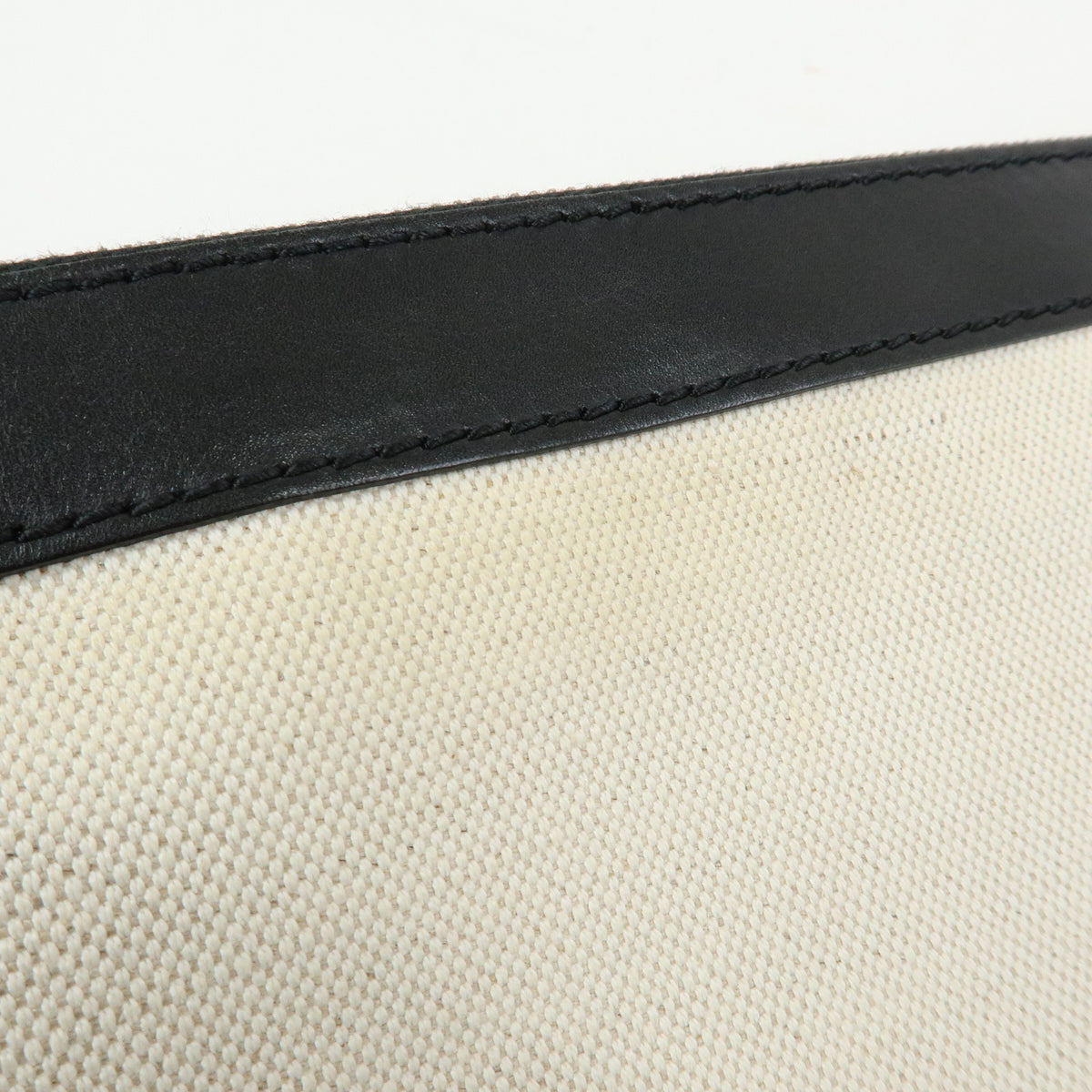 BALENCIAGA Navy Clip M Canvas Leather Clutch Bag Natural Black 373834