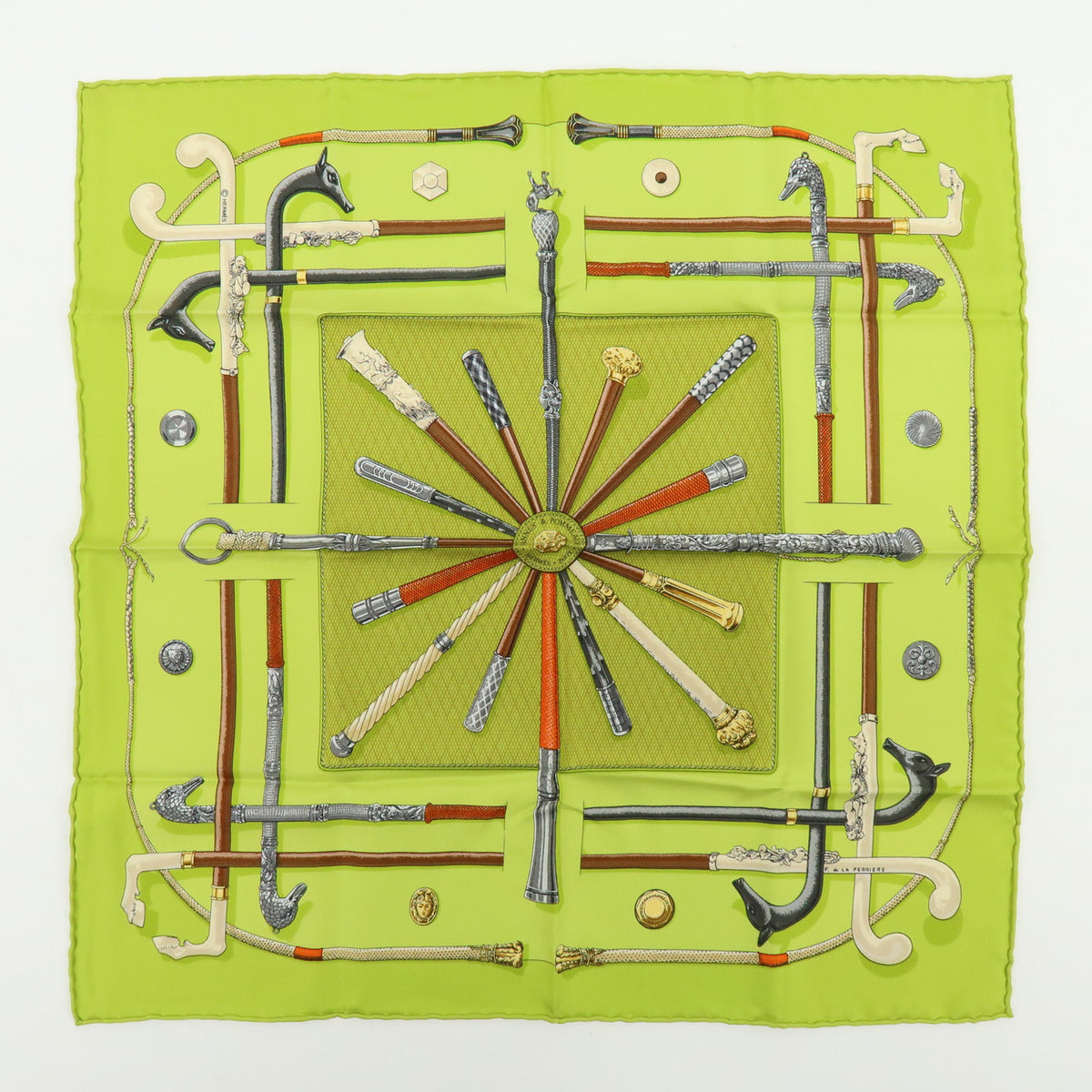 HERMES Carre 45 Lot of 2 Silk 100% Scarf Light Pink Light Green Brown