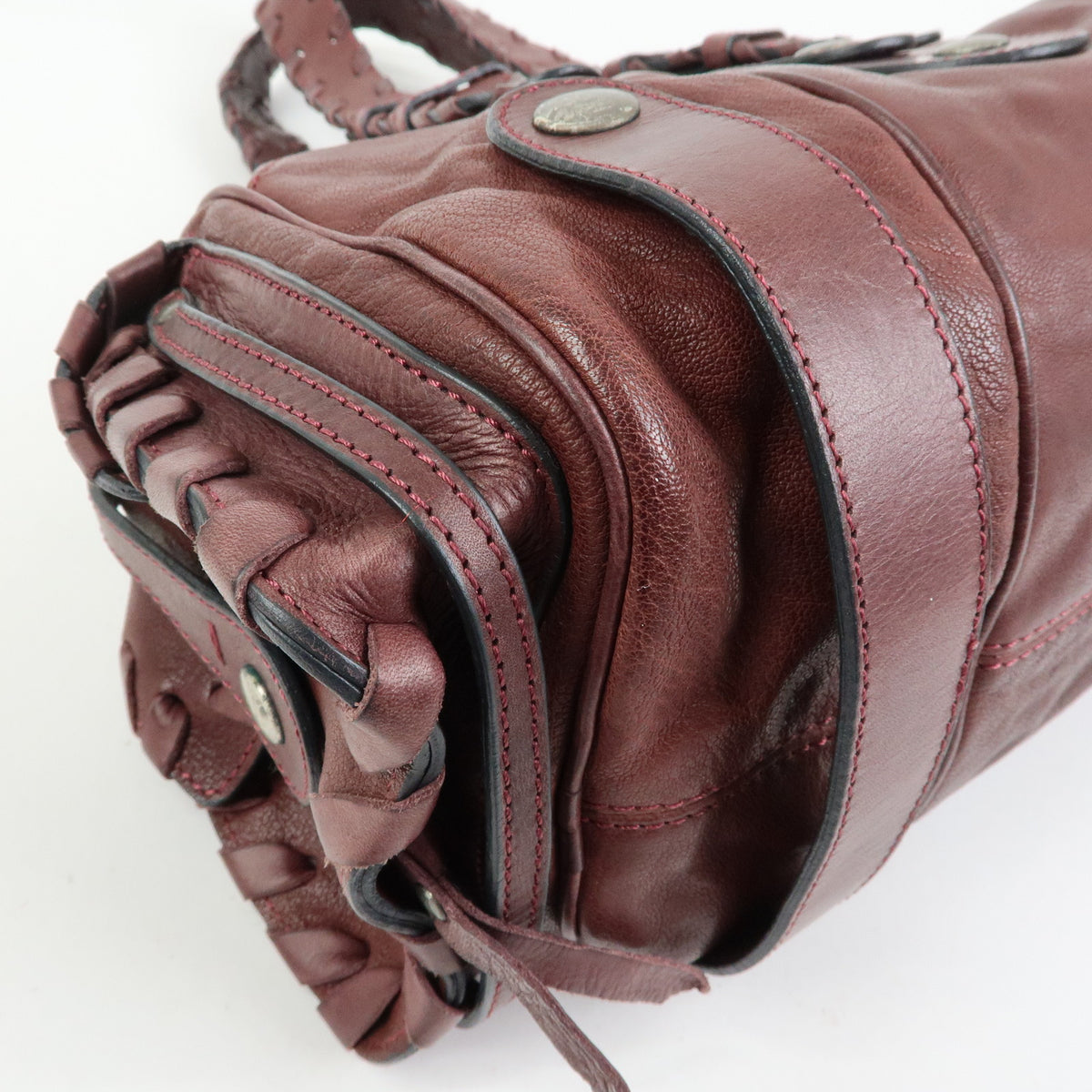 Chloe Silverado Leather Boston Bag Shoulder Hand Bag Brown