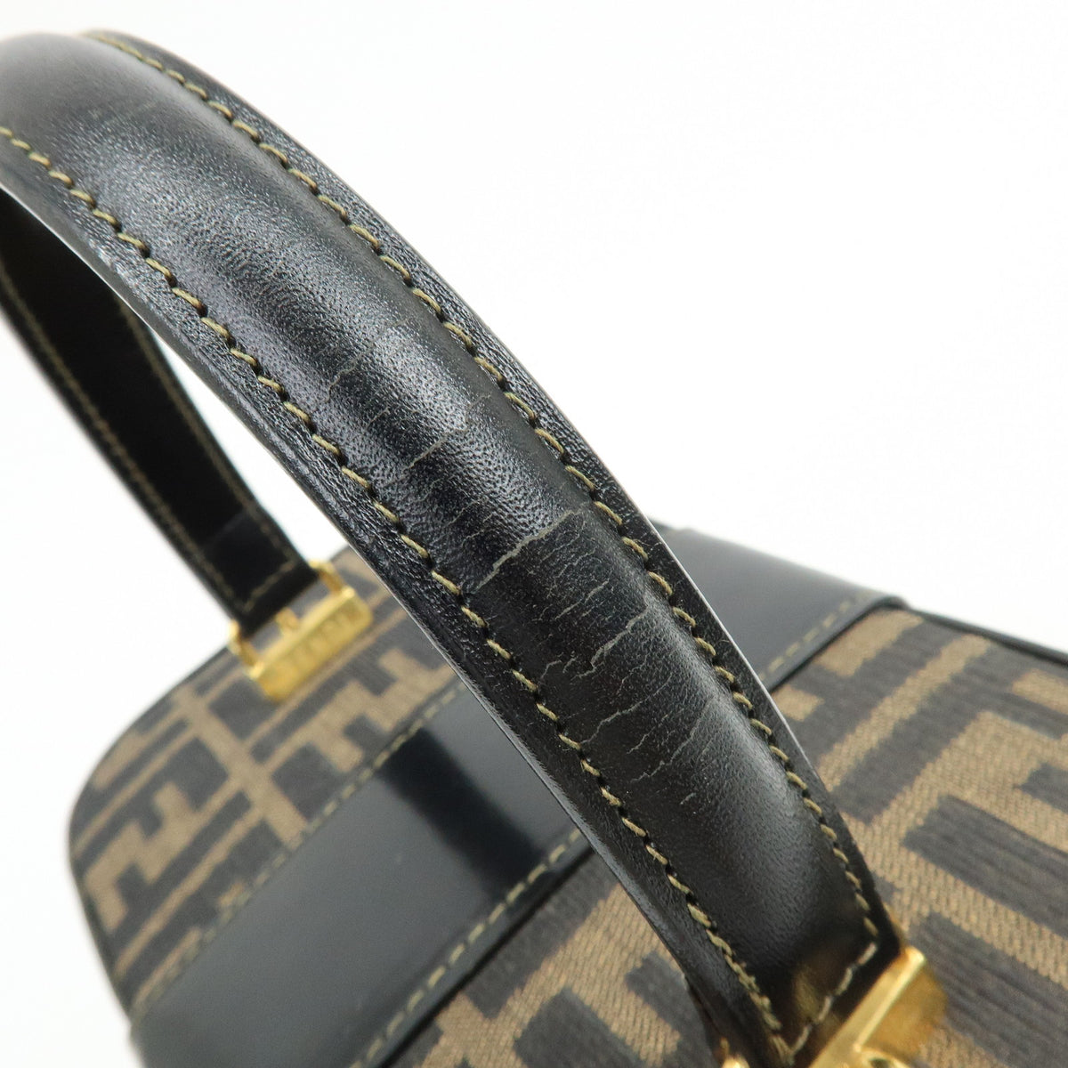 FENDI Zucca Canvas Leather 2Way Vanity Bag Shoulder Bag Brown 09149311