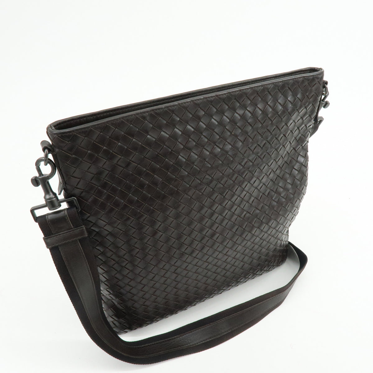 BOTTEGA VENETA Intrecciato Leather Shoulder Crossbody Bag Dark Brown