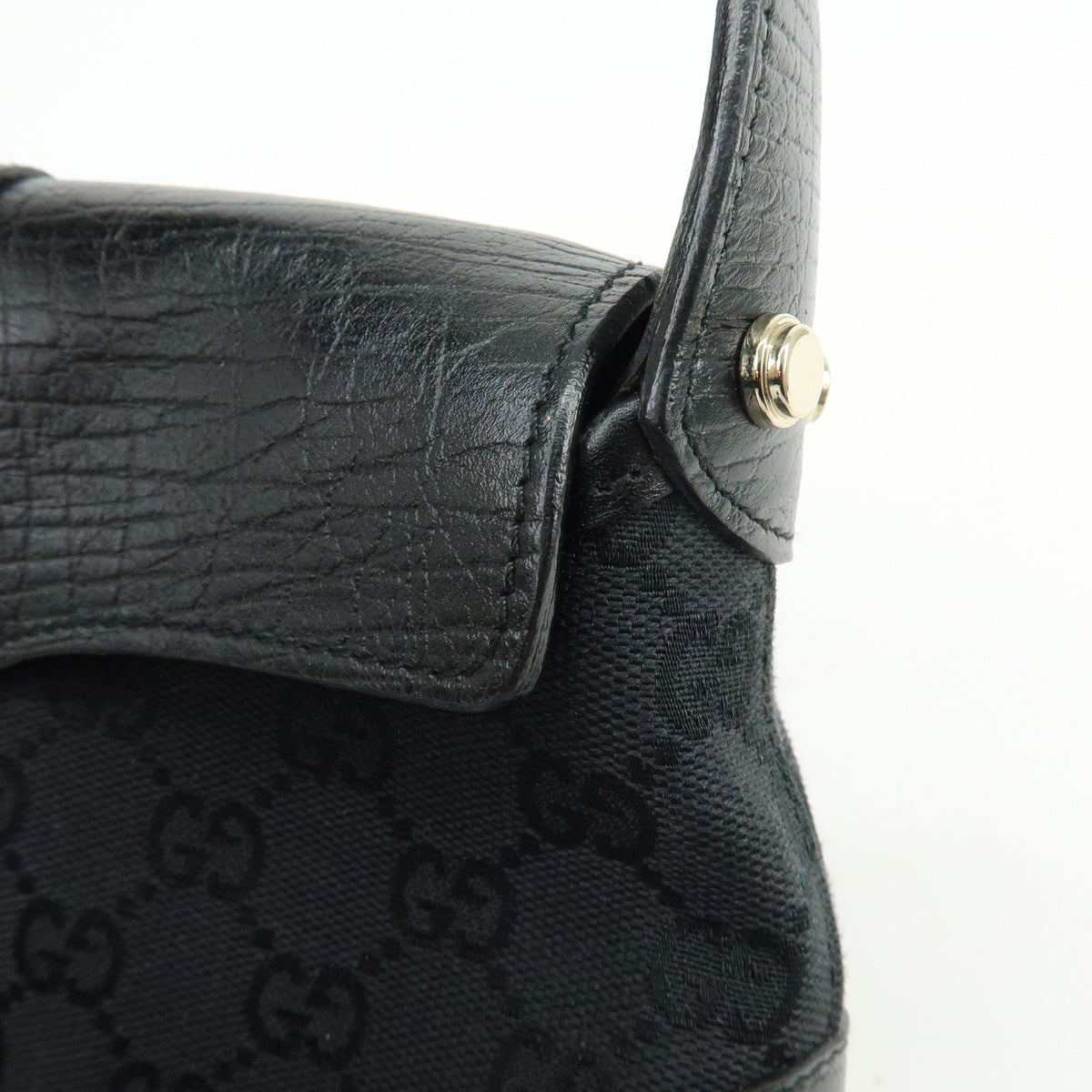 GUCCI Sherry GG Canvas Leather Shoulder Bag Hand Bag Black 130846