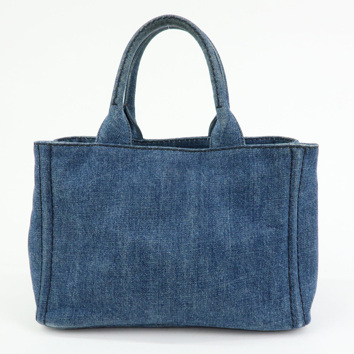 PRADA Triangle Logo Canapa Mini Denim 2Way Bag Hand Bag Blue 1BG439