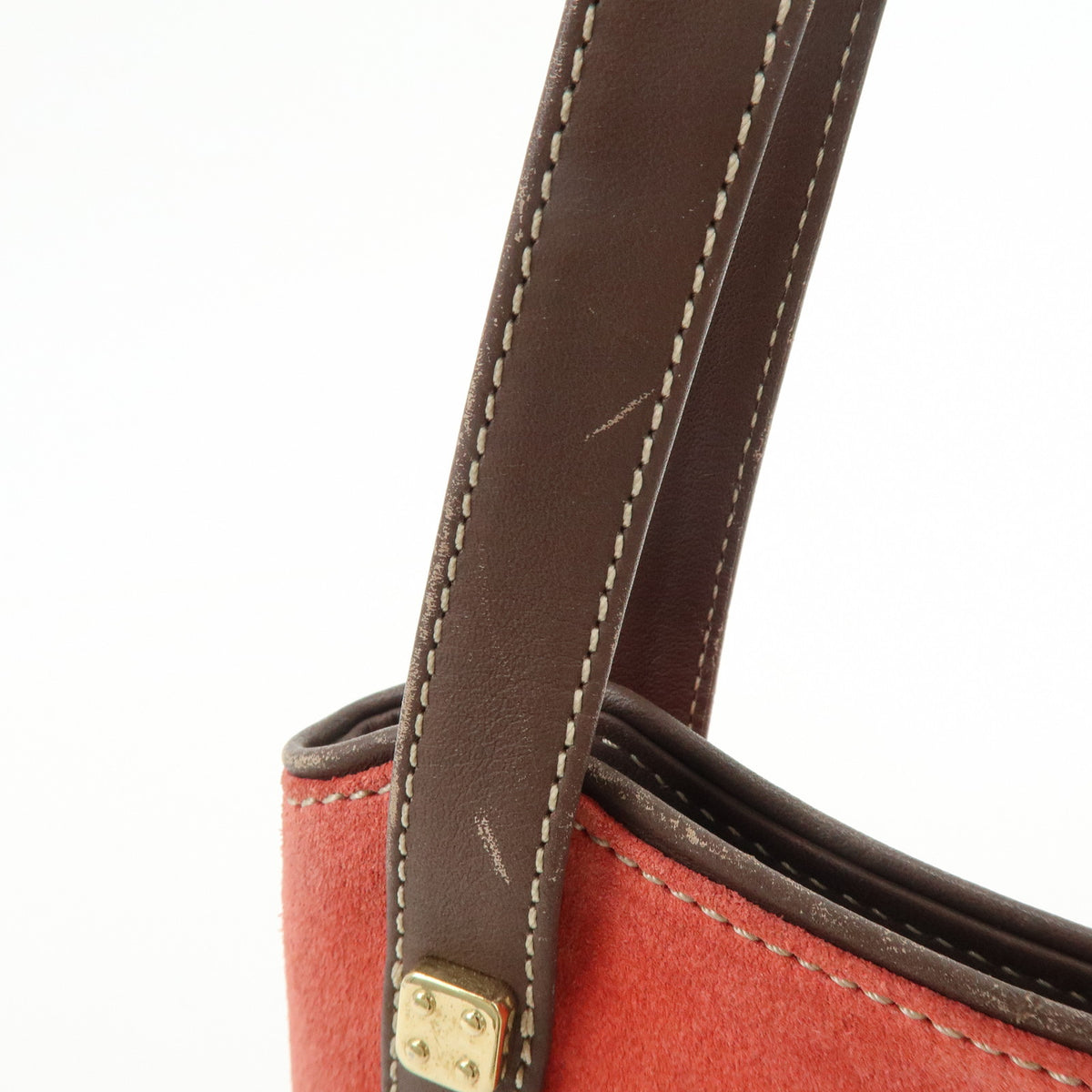 LOEWE Anagram Suede Leather Mini Hand Bag Tote Shoulder Bag Red