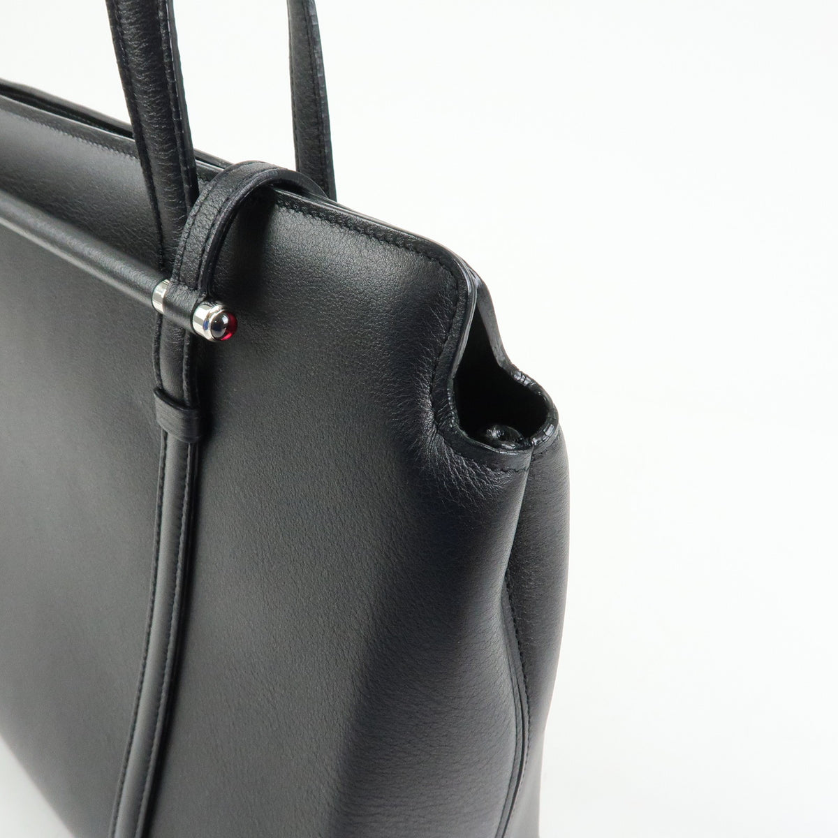 Cartier Cabochon Leather Tote Bag Shoulder Bag Hand Bag Black