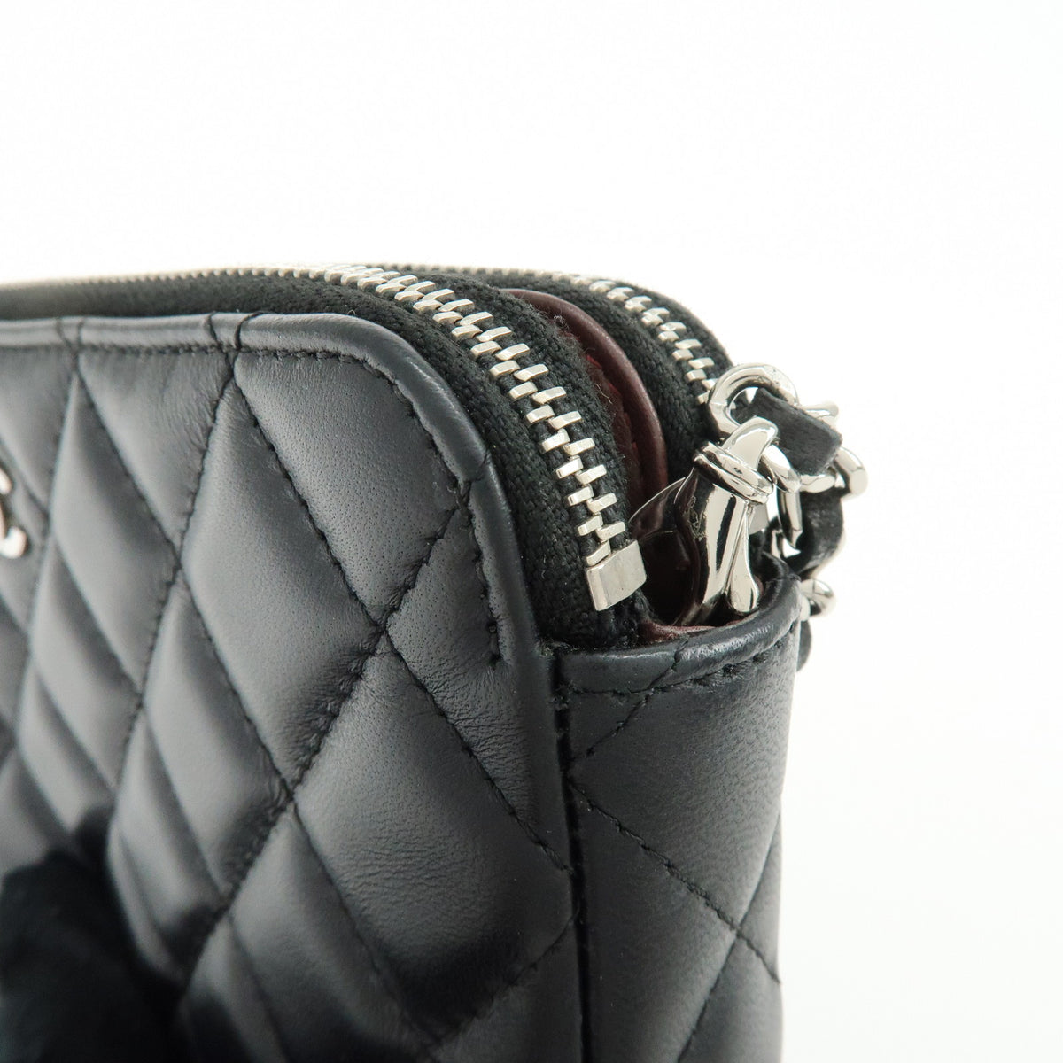 CHANEL COCO Mark Matelasse Lamb Skin Chain Shoulder Bag Black Silver
