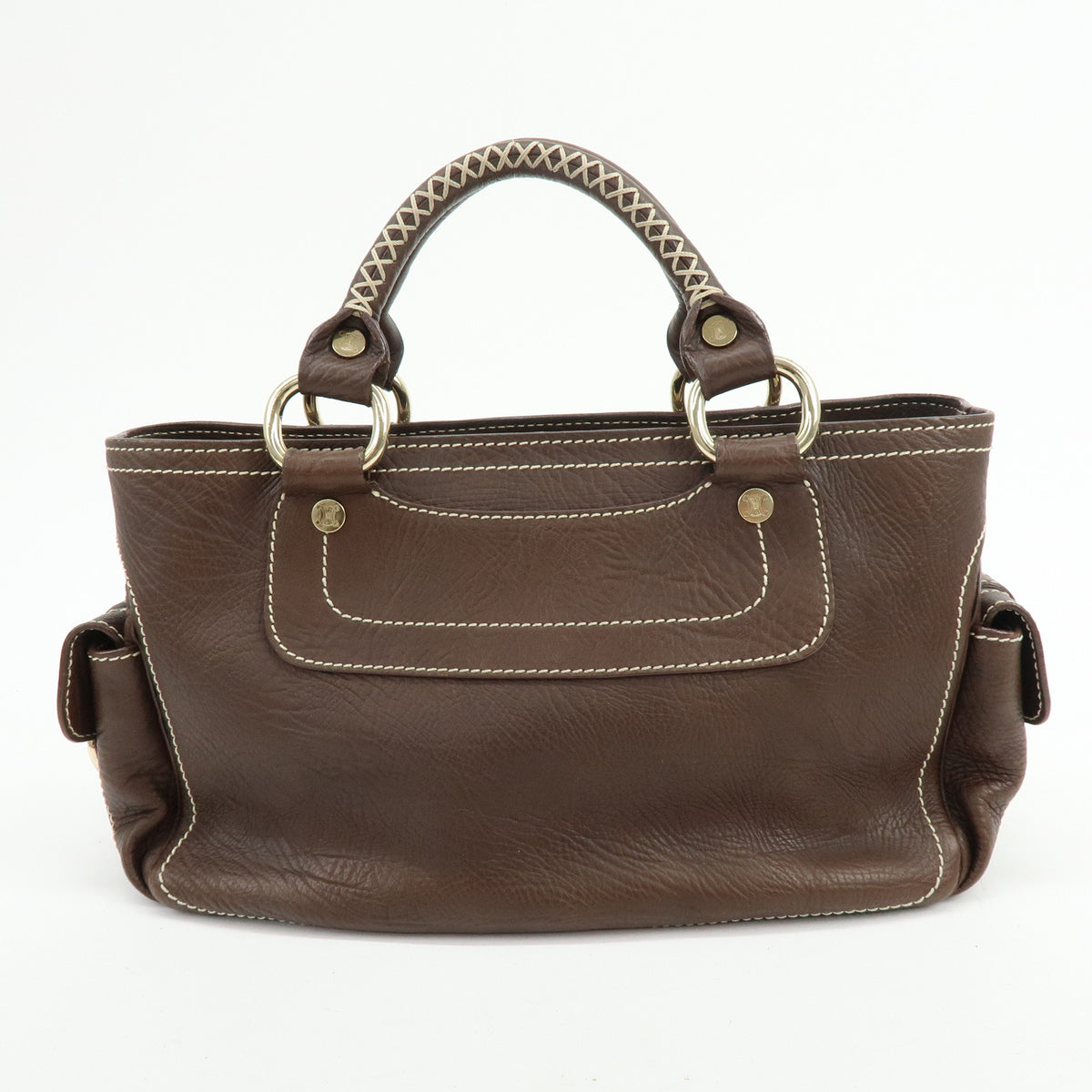 CELINE Boogie Bag Leather Hand Bag Brown