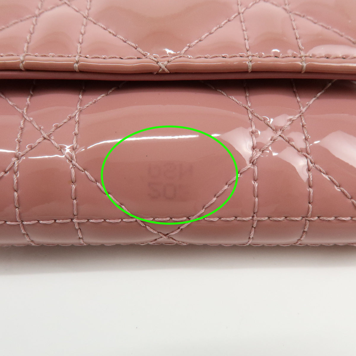 Christian Dior Lady Dior Cannage Patent Leather Bi-fold Compact Wallet