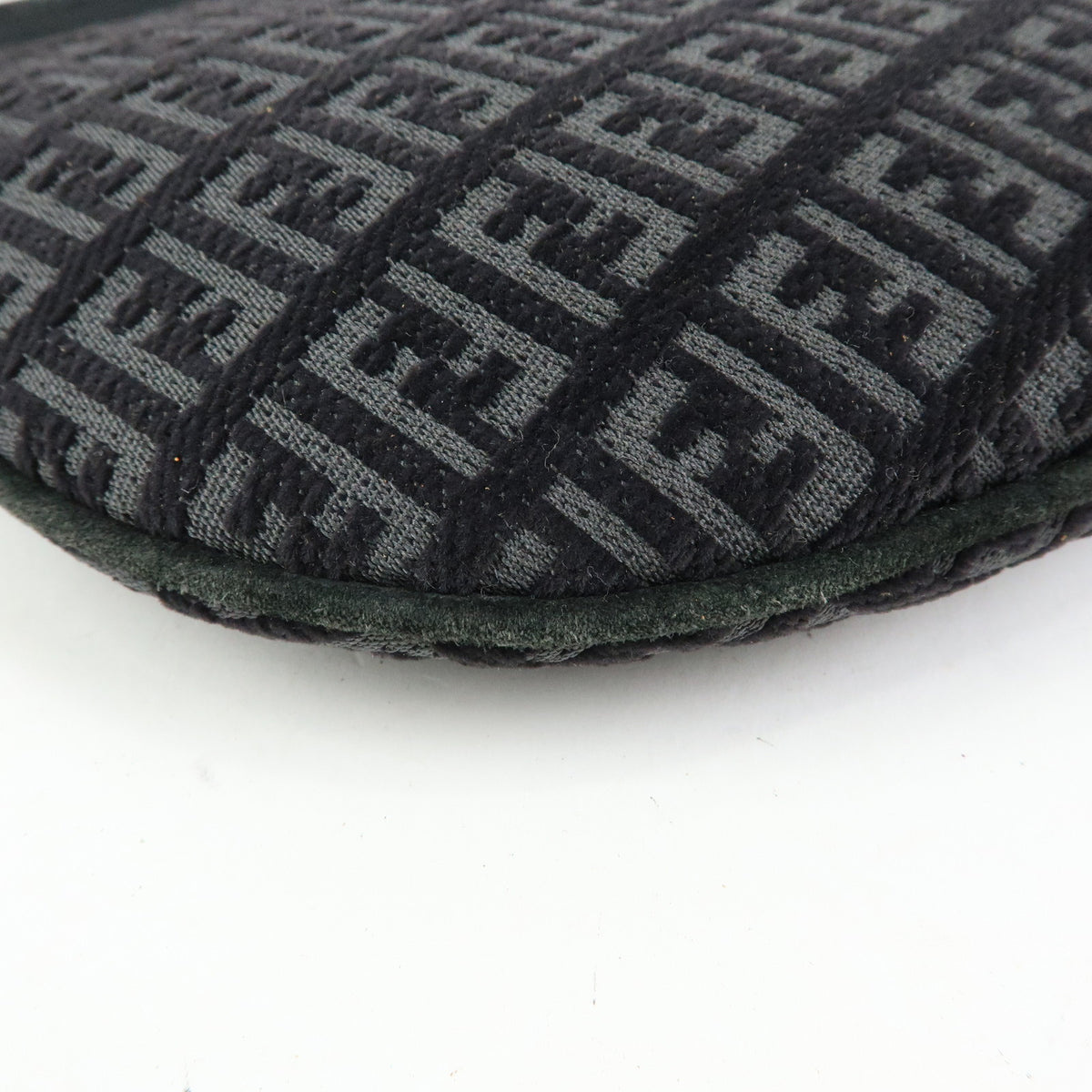 FENDI Zucchino Canvas Leather Shoulder Bag Hand Bag Black 8BR248