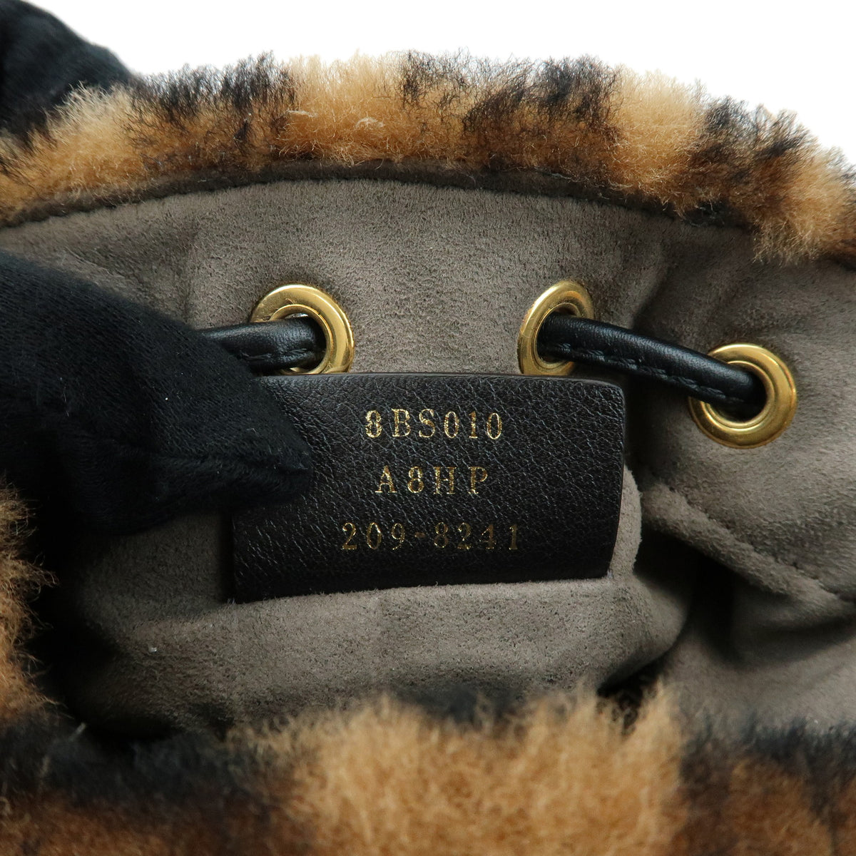 FENDI Zucca Mon Tresor Mouton Leather 2Way Hand Bag Brown Black 8BS010
