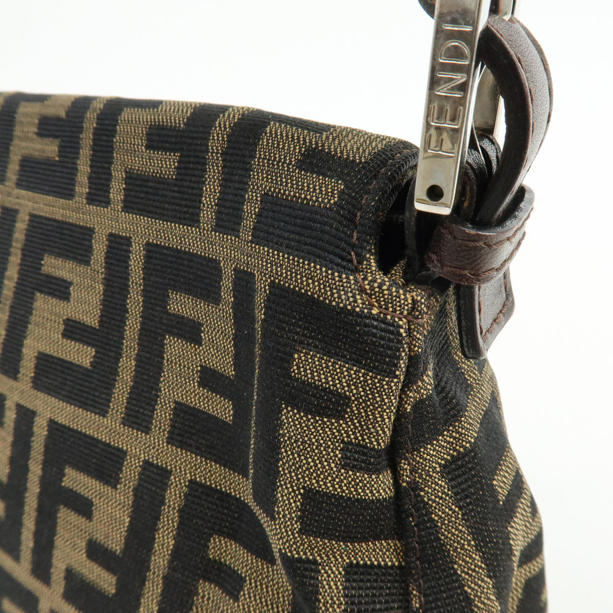 FENDI Zucca Mamma Baguette Canvas Leather Shoulder Bag Hand Bag 26325