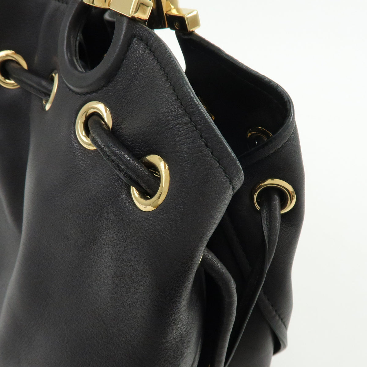 Ferragamo Sonia Leather 2Way Bag Hand Bag Shoulder Bag Black
