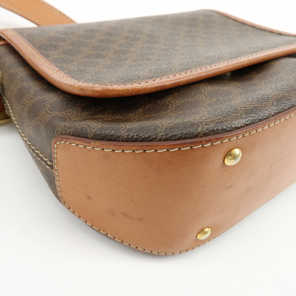 CELINE Macadam PVC Leather Shoulder Bag Crossbody Bag Brown
