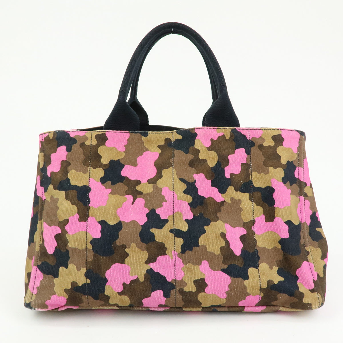 PRADA Triangle Logo Canapa Canvas Tote Bag Camouflage Khaki PInk BN2020