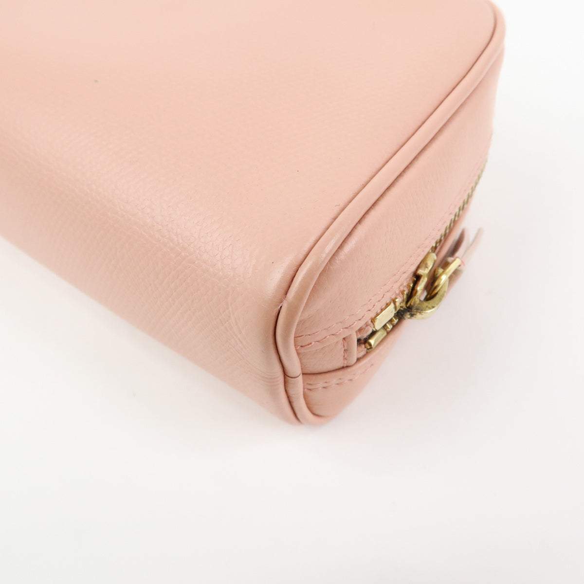 CHANEL COCO Button COCO Mark Leather Cosmetic Pouch Pink A20913