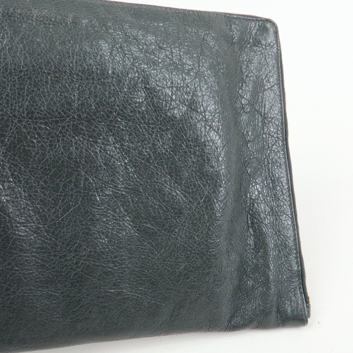 BALENCIAGA City Giant Motor Clutch Bag Leather Pouch Gray 370994