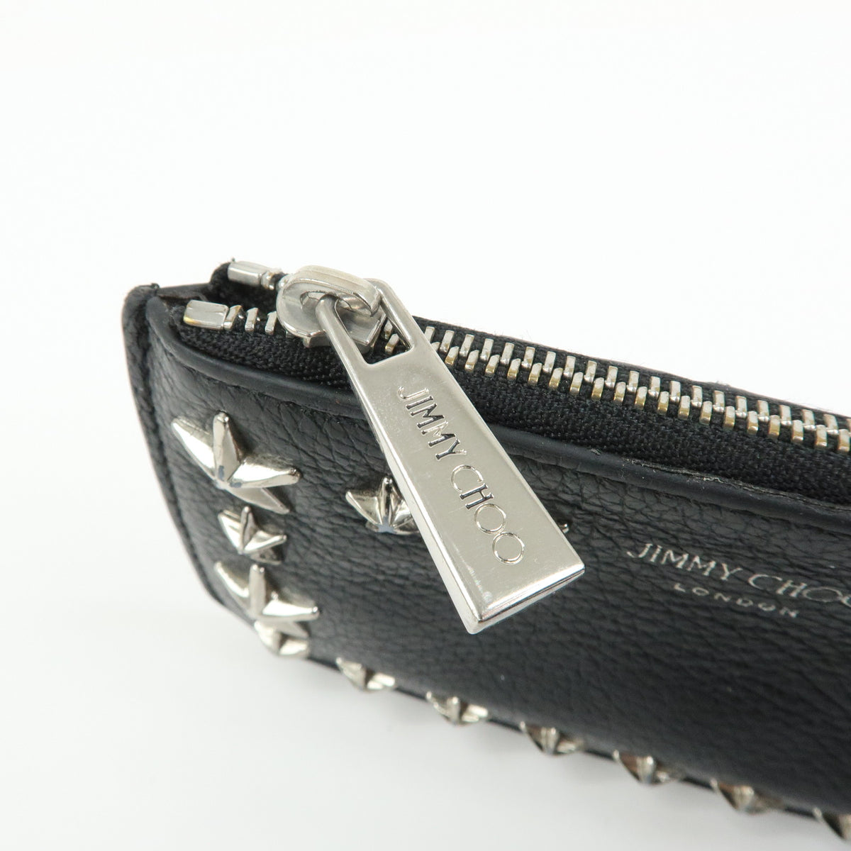 JIMMY CHOO Star Studs Leather Coin Case Card Case Black