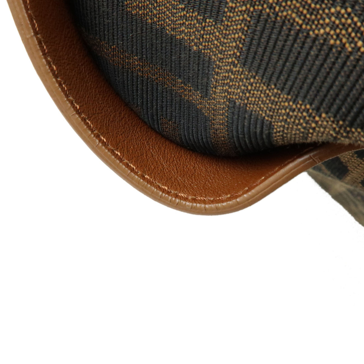 FENDI Zucca Jacquard Canvas Leather Shoulder Bag Brown Black 8BR652