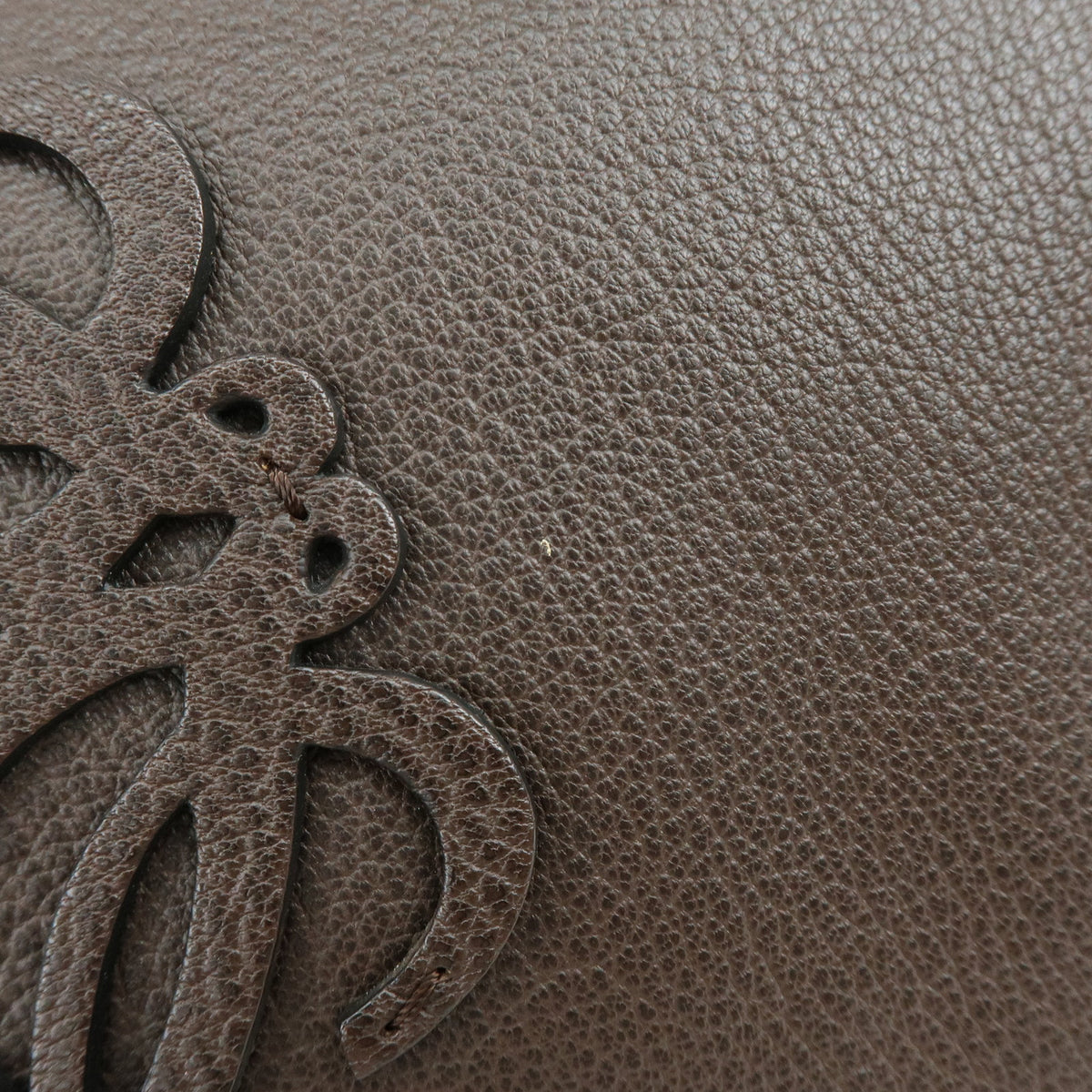 LOEWE Anagram Amazona 35 Leather Boston Bag Hand Bag Dark Brown