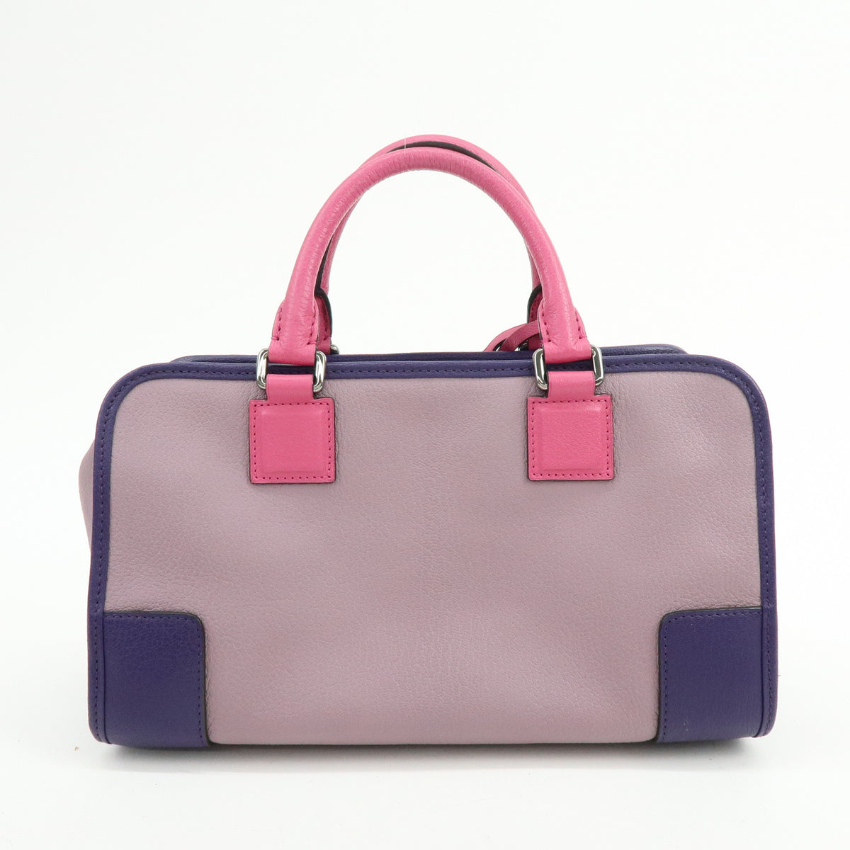 LOEWE Anagram Amazona 28 Leather Hand Bag Tote Bag Purple Pink