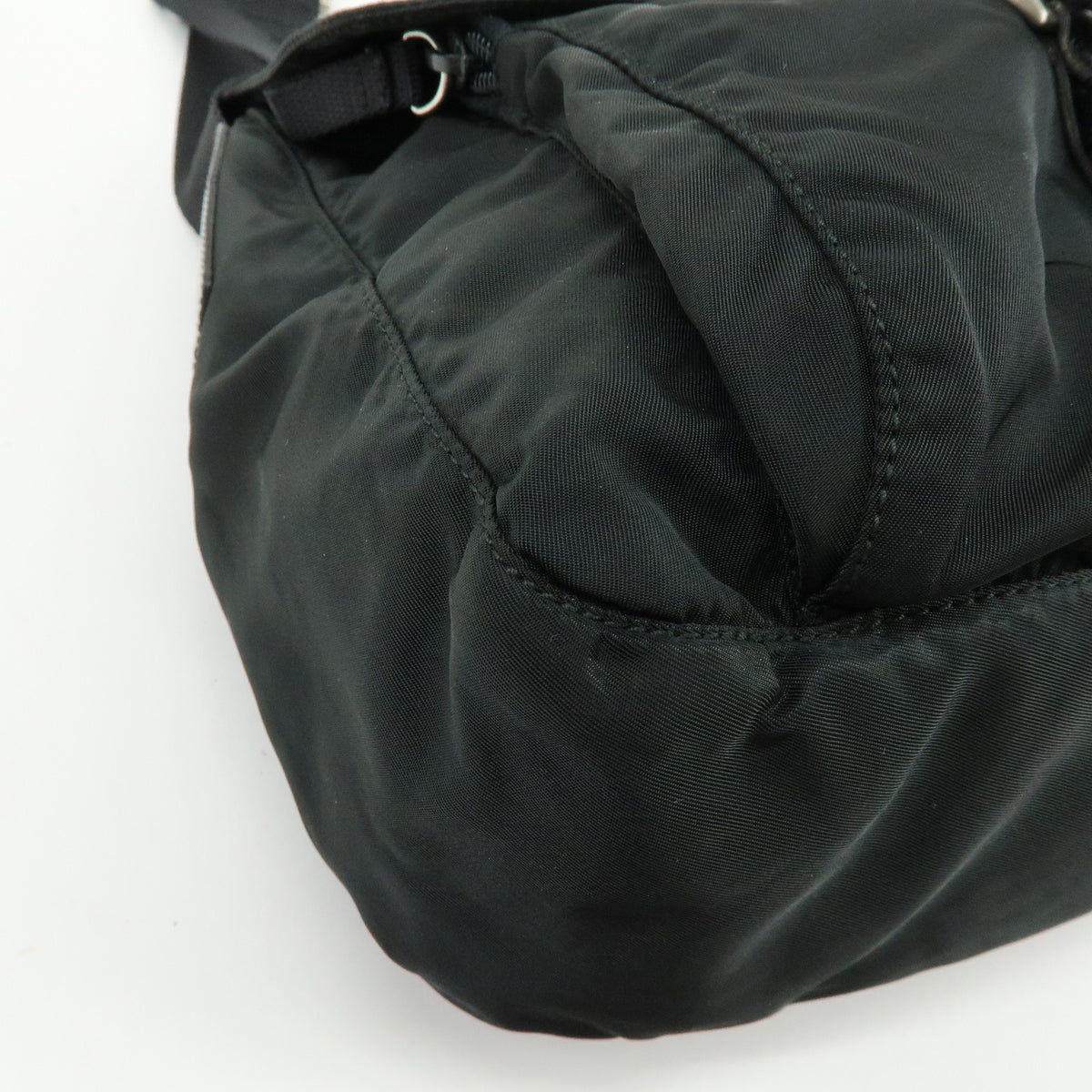 PRADA Triangle Logo Nylon Leather Shoulder Bag Crossbody Bag Black