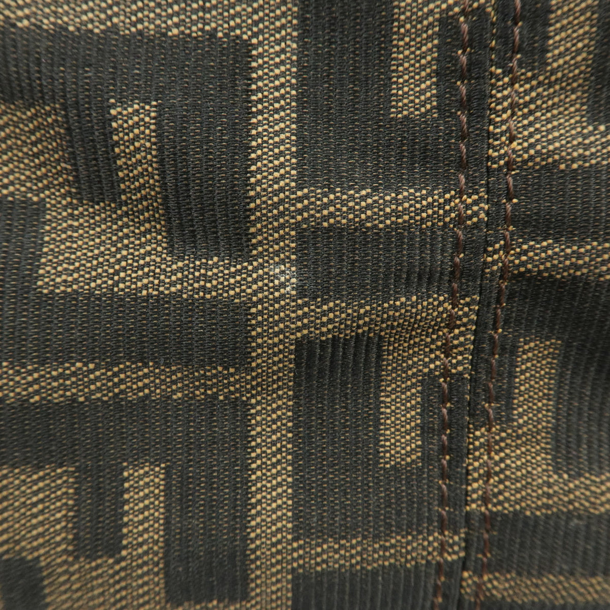 FENDI Mamma Baguette Zucca Canvas Leather Shoulder Bag Brown 26325
