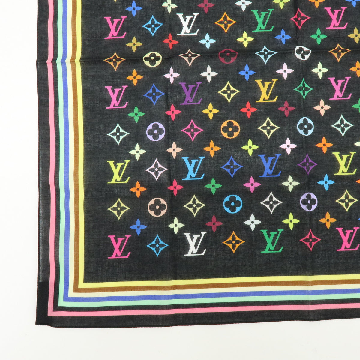 Louis Vuitton Monogram Multicolor Cotton 100% Scarf Handkerchief