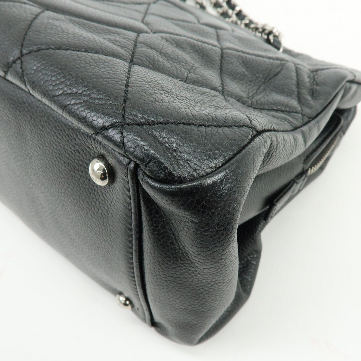 CHANEL Matelasse COCO Mark Caviarskin Chain Shoulder Bag Tote Bag Black