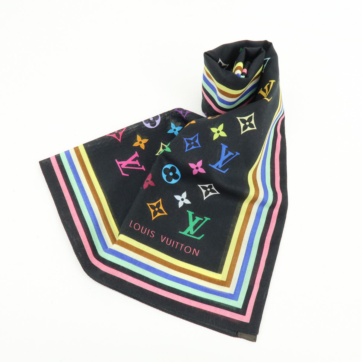 Louis Vuitton Monogram Multicolor Cotton 100% Scarf Handkerchief