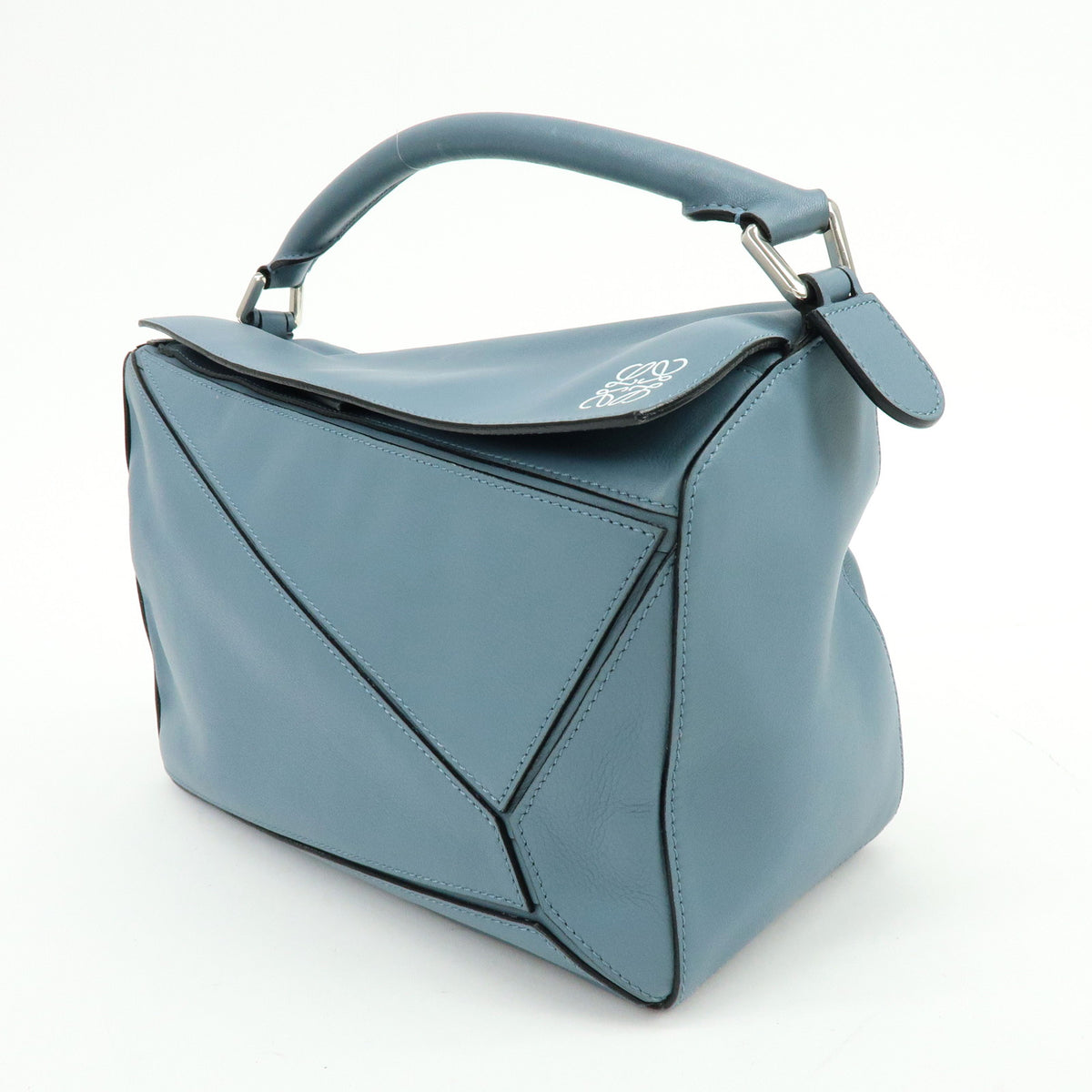 LOEWE Anagram Puzzle Leather 2Way Bag Hand Bag Shoulder Bag Light Blue