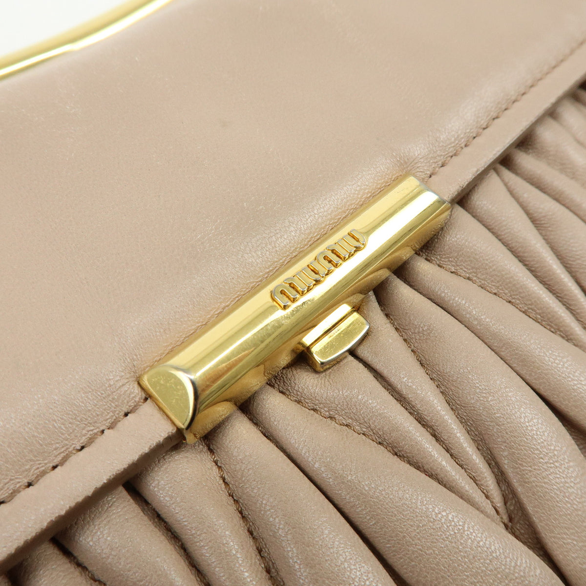 MIU MIU Matelasse Nappa Leather Chain Shoulder Bag Pink Beige
