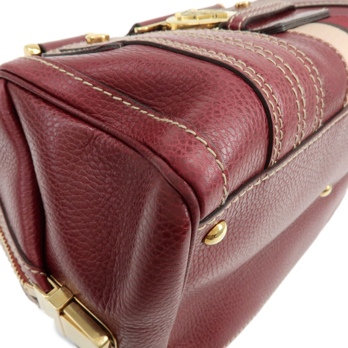 GUCCI Hysteria Aviatrix Leather Mini Boston Hand Bag Burgundy 186235