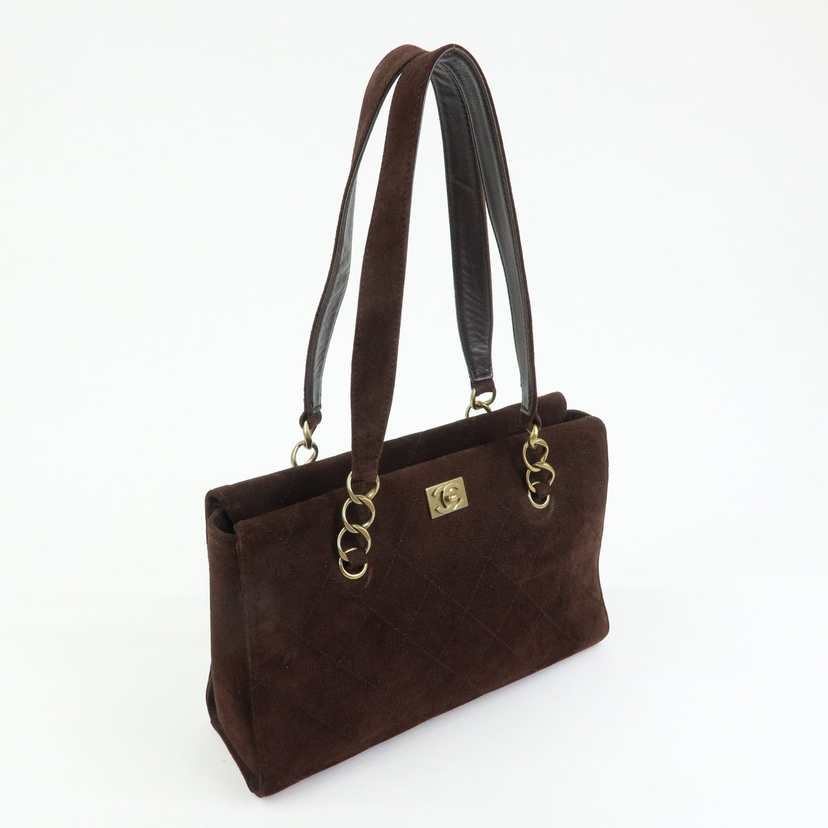 CHANEL COCO Mark Suede Tote Bag Shoulder Bag Brown