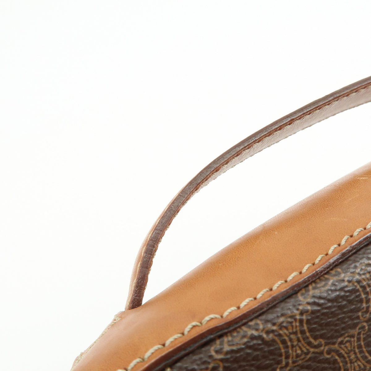 CELINE Macadam PVC Leather Hand Bag Vanity Bag Brown