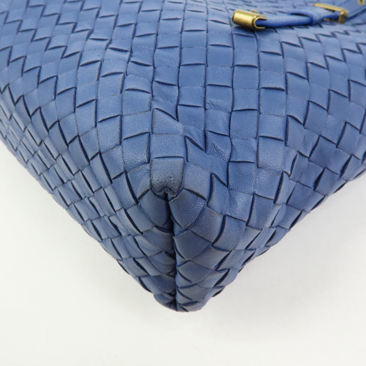 BOTTEGA VENETA Intrecciato Leather Tote Bag Hand Bag Blue V00A2