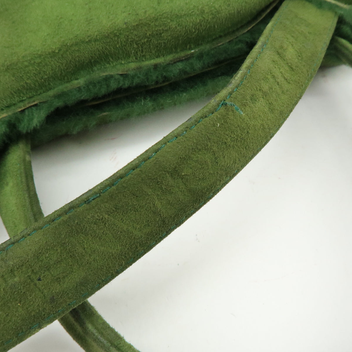 CHANEL Suede Mouton Tote Bag Hand Bag Green