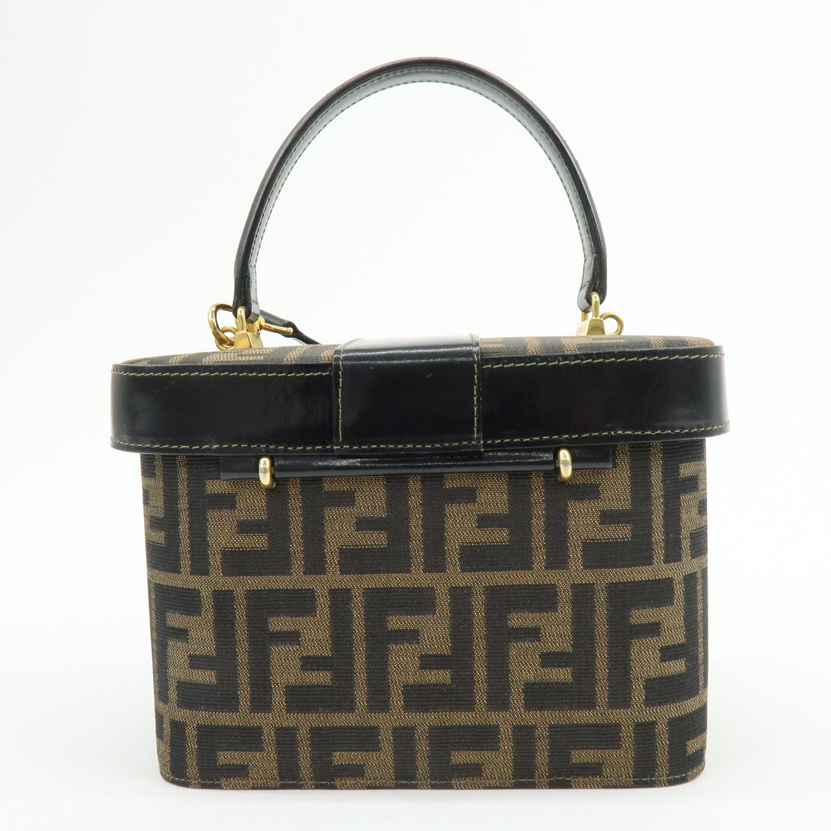 FENDI Zucca Canvas Leather 2Way Vanity Bag Shoulder Bag Brown 09149311