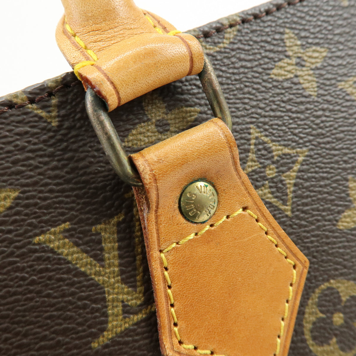 Louis Vuitton Monogram Sac Plat Leather Tote Bag Hand Bag Brown M51140