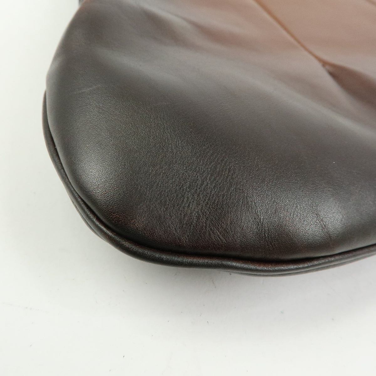 GUCCI Leather Wooden Clasp Shoulder Bag Hand Bag Gradation Brown 105374