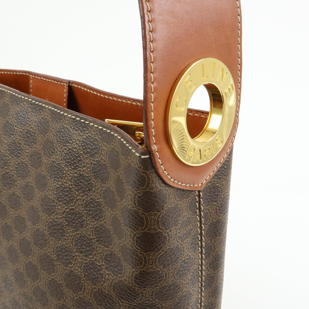 CELINE Macadam PVC Leather Shoulder Bag Hand Bag Brown