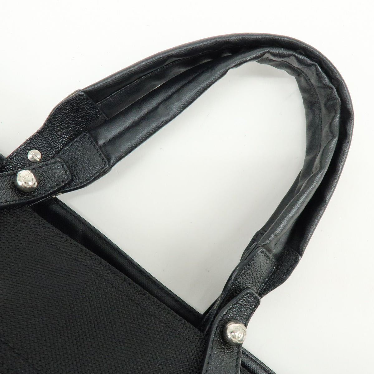 CHANEL Paris Biarritz MM PVC Leather Tote Bag Hand Bag Black A34209