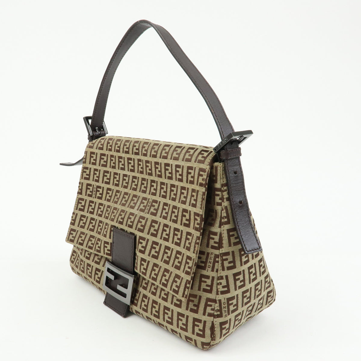 FENDI Mamma Baguette Zucchino Jaquard Leather Shoulder Bag 8BR001