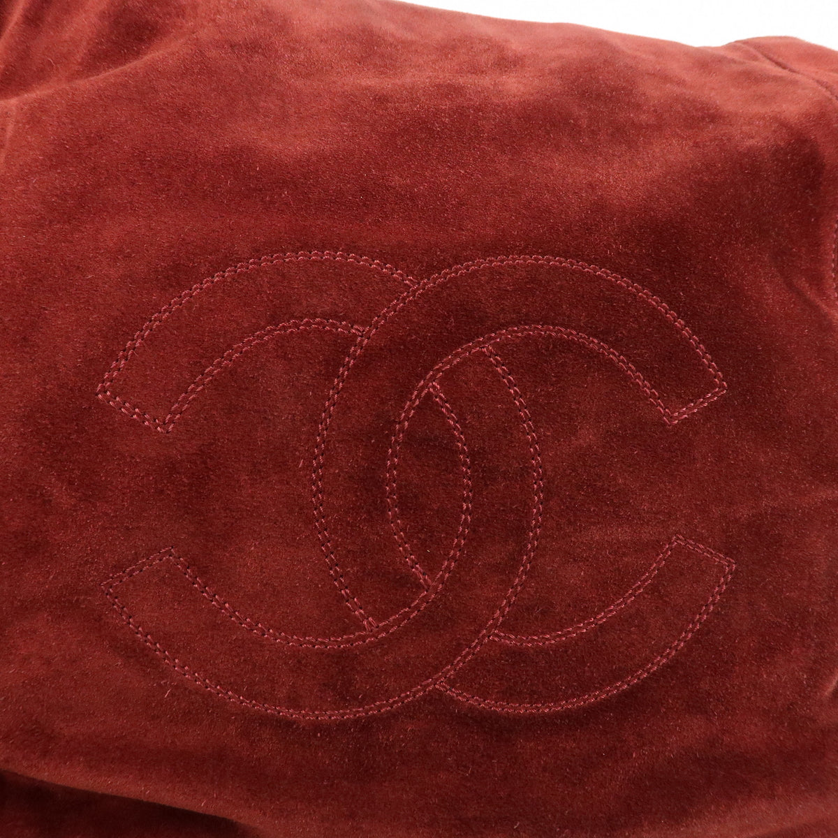 CHANEL COCO Mark Suede Leather Tote Bag Shoulder Bag Tassel Wine Red