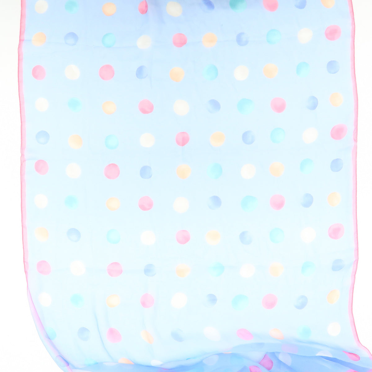 CHANEL Silk100% Dots Pattern Scarf Shawl Light Blue Pink