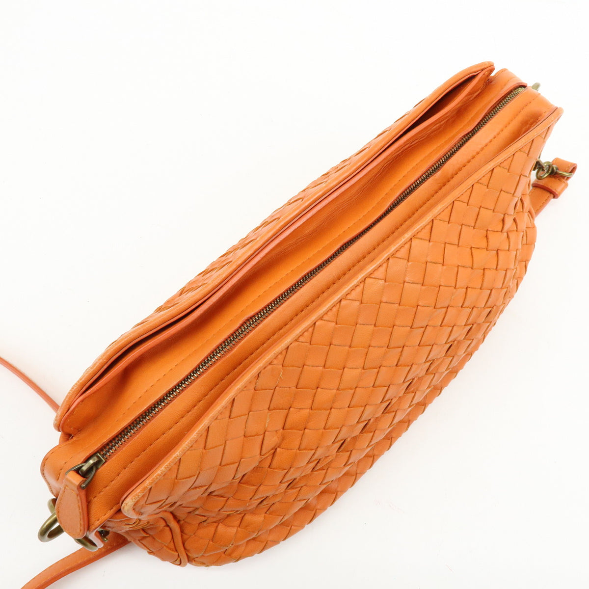 BOTTEGA VENETA Intrecciato Leather Shoulder Crossbody Bag Orange 192661