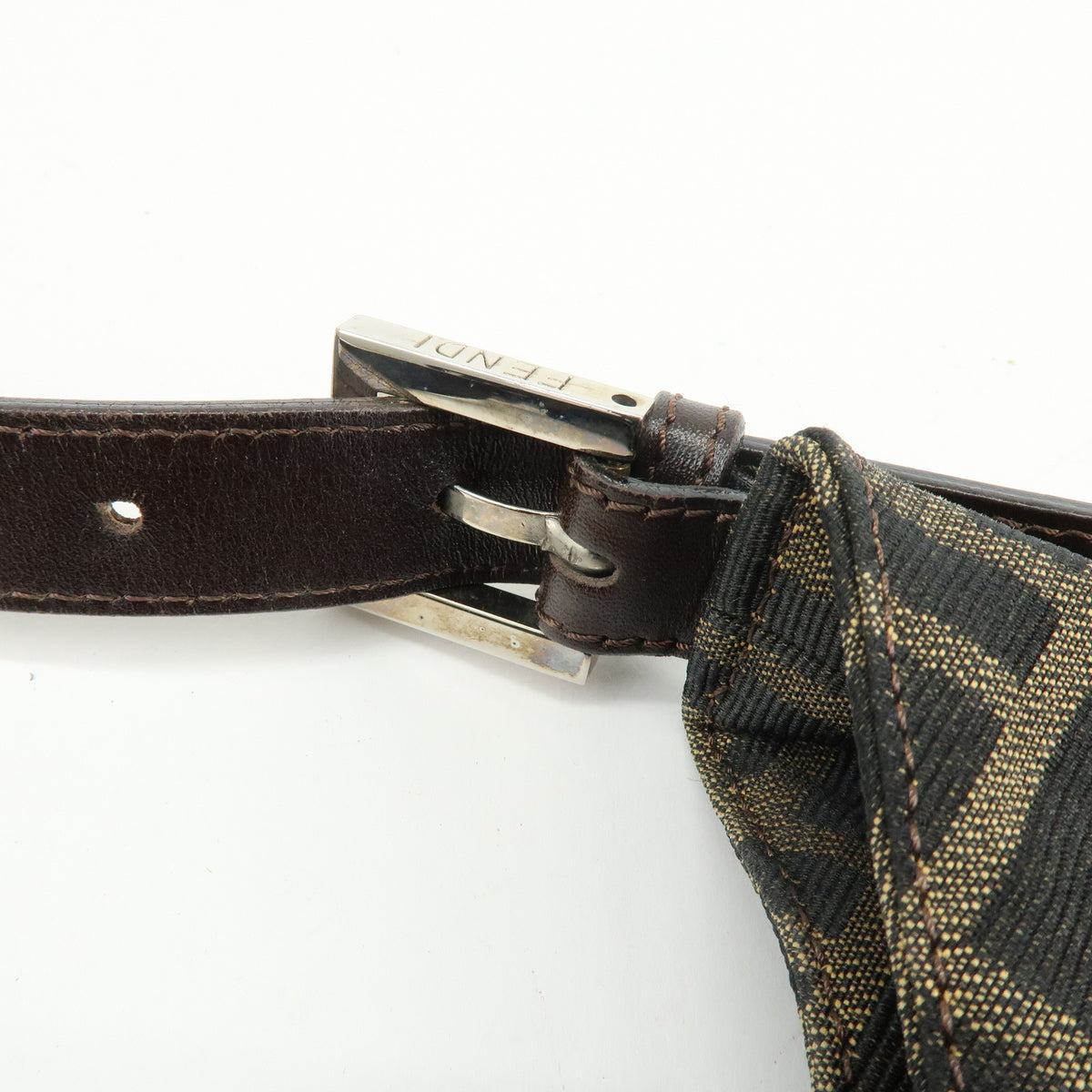 FENDI Zucca Canvas Leather Shoulder Bag Hand Bag Black Brown 26569