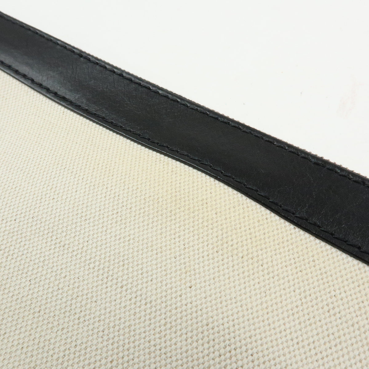 BALENCIAGA Navy Clip M Canvas Leather Clutch Bag Natural Black 373834